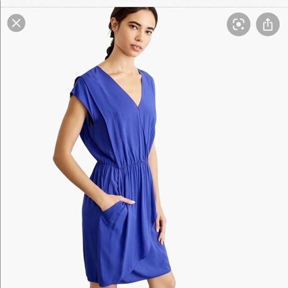 🔥Neverever by J.Crew Pleated Crossfront blue dress - Picture 1 of 14
